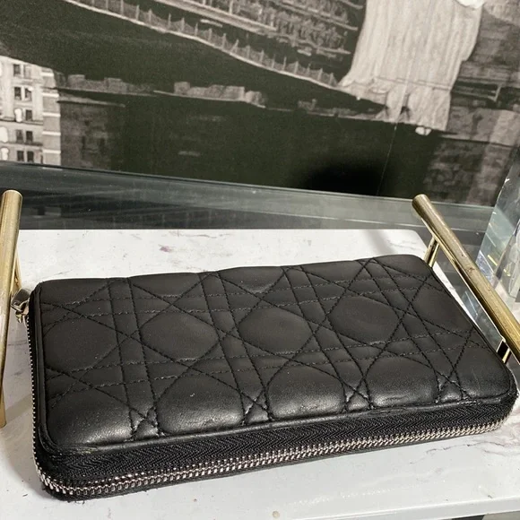 Authentic Christian Dior Cannage Leather Zippy Long Wallet - Picture 15 of 17